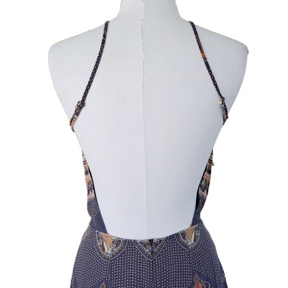 FARM RIO Halter Open Back Maxi Dress Size Large (runs small) Washed Indigo - Picture 9 of 12